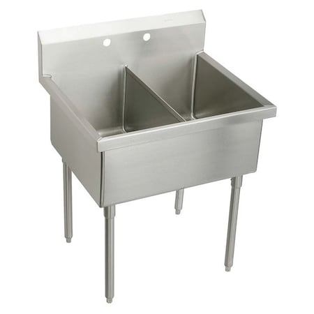 Elkay Weldbilt Stainless Steel 33" x 27-1/2" x 14" Floor Mount Double Compartment 2-Hole Scullery Sink WNSF82302