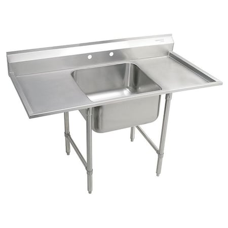 Elkay Rigidbilt SS 57" x 29-3/4" x 12-3/4" Floor Mount Single Compartment Scullery Sink w/ Drainboard RNSF8118LR2