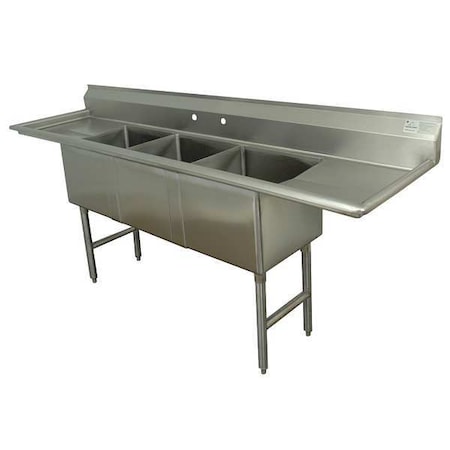 Advance Tabco Floor Mount Scullery Sink, Stainless Steel Bowl Size 18" x 24" FC-3-1824-18RL-X