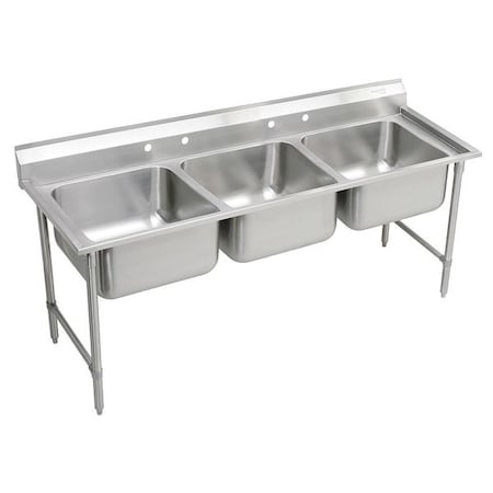 Elkay Rigidbilt Stainless Steel 67-1/4" x 29-3/4" x 12-3/4" Floor Mount Triple Compartment Scullery Sink RNSF83544