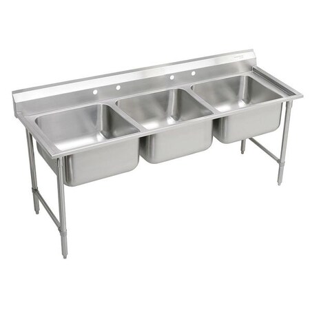 Elkay Rigidbilt Stainless Steel 85-1/2" x 29-3/4" x 12-3/4" Floor Mount Triple Compartment Scullery Sink RNSF83724