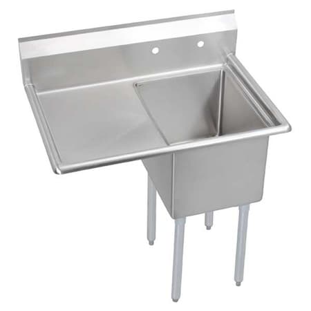 Elkay Dependabilt SS 50-1/2" x 29-13/16" x 43-3/4" 18 Ga 1 Compartment Sink w/ 24" Lt Drainboard, SS Legs E1C24X24-L-24X