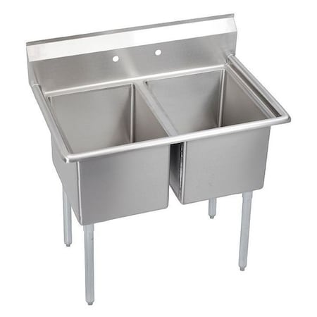 Elkay Dependabilt SS 39" x 25-13/16" x 43-3/4" 18 Gauge Two Compartment Sink with Stainless Steel Legs E2C16X20-0X