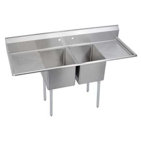 Elkay Dependabilt SS 70" x 25-13/16" x 43-3/4" 18 Ga. Two comp Sink w/18" LR Drainboards, SS Legs E2C16X20-2-18X