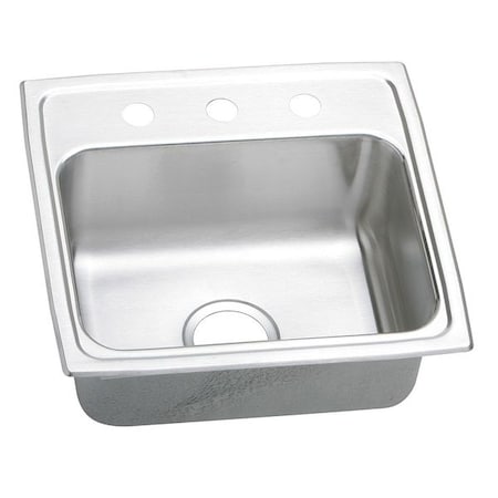 Elkay Drop-In Sink, 3 Hole, 16" x 11-1/2", Lustrous Highlighted Satin LRAD1918553