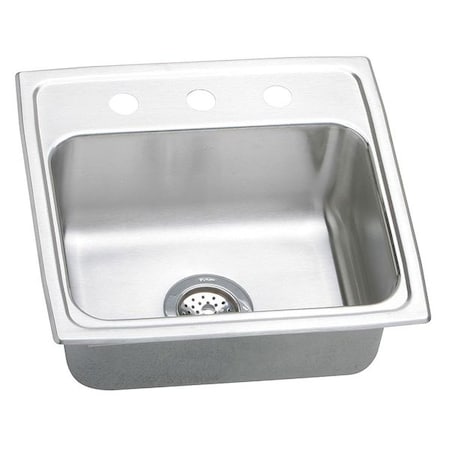 Elkay Drop-In Sink, 3 Hole, 16" x 13-1/2", Lustrous Highlighted Satin LRAD1919553