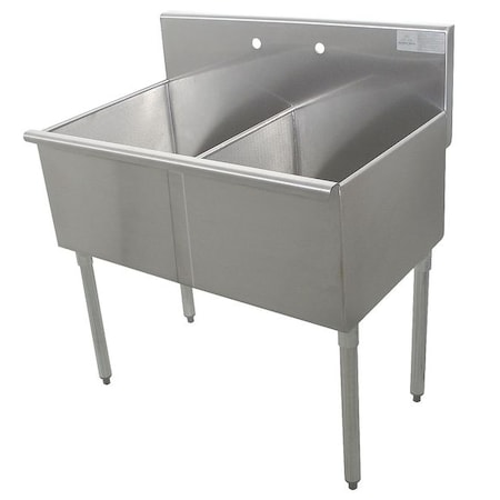Advance Tabco Scullery Sink 48 in x 21 in, 2, 2, Floor Mount, 430 Stainless Steel 4-2-48