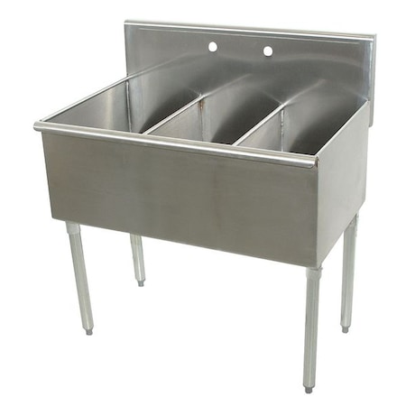 Advance Tabco Scullery Sink 54 in x 21 in, 3, 2, Floor Mount, 430 Stainless Steel 4-3-54
