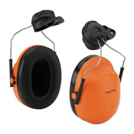 3M Peltor M-100, M-300 Hard Hat Mounted Earmuffs, 24 dB NRR, Passive, Orange 37333