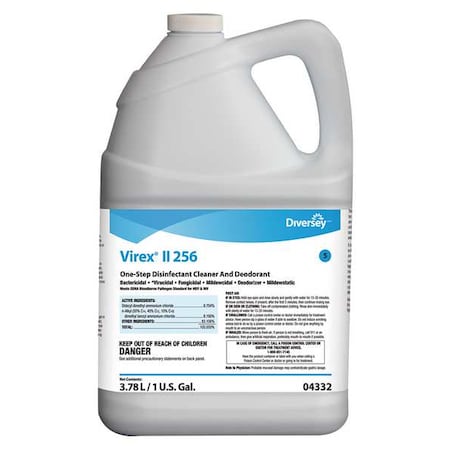 Diversey Cleaner and Disinfectant Concentrate, 1 gal. Jug, Unscented, Blue 04332.