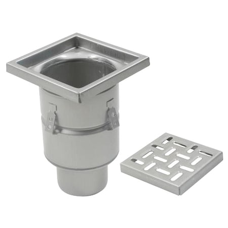 Blucher Square Floor Drain, 304 Stainless Steel, 3", Spigot BFD-313