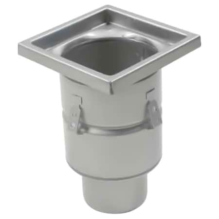 Blucher Square Floor Drain, 304 Stainless Steel, 6", Spigot BFD-336