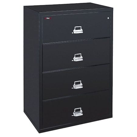 Fireking 31-15/16" W 4 Drawer Fire-Resistant Lateral File Cabinet, Black, Letter/Legal 4-3822-CBL