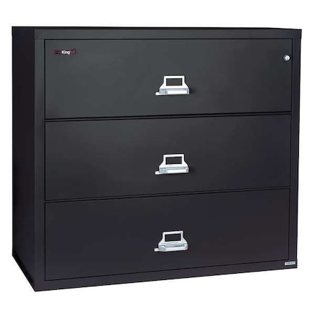 Fireking 25-3/16" W 3 Drawer Fire-Resistant Lateral File Cabinet, Black, Letter/Legal 3-3122-CBL