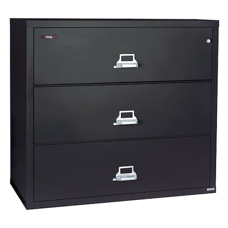 Fireking 38-15/16" W 3 Drawer Fire-Resistant Lateral File Cabinet, Black, Letter/Legal 3-4422-CBL