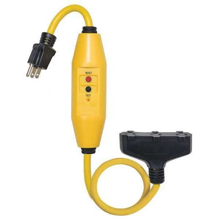 Zoro Select Line Cord GFCI, 2 ft., Ylw, 15A, 5-15P, 125V (Formerly Power First) 11X428