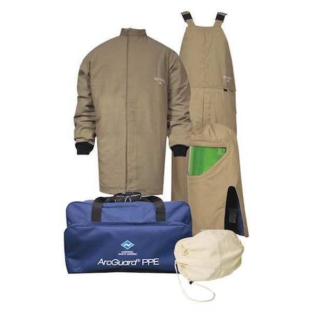 National Safety Apparel Flame-Resist Coat/Overall Kit, Kha, M, HRC4 KIT4SCPR40NGMD