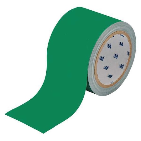 Brady Floor Marking Tape, Polyester, Solid, Green, 2 in W., 8 mil Thickness 104315