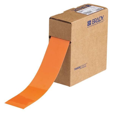 Brady Floor Marking Tape, Polyester, Solid, Orange, 2 in W., 8 mil Thickness 104316