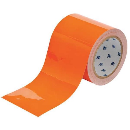 Brady Floor Marking Tape, Polyester, No Legend, Orange, 3 in W., 8 mil Thickness 104346