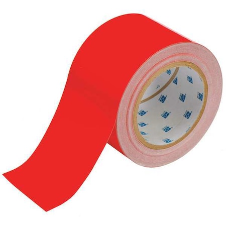 Brady Floor Marking Tape, Polyester, Solid, Red, 3 in W., 8 mil Thickness 104343