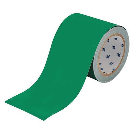 Brady Floor Marking Tape, Polyester, Solid, Green, 4 in W., 8 mil Thickness 104375