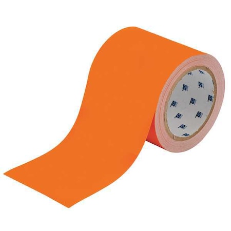 Brady Floor Marking Tape, Polyester, Solid, Orange, 4 in W., 8 mil Thickness 104376