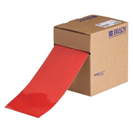 Brady Floor Marking Tape, Polyester, No Legend, Red, 4 in W., 8 mil Thickness 104373