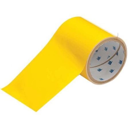 Brady Floor Marking Tape, Polyester, No Legend, Yellow, 4 in W., 8 mil Thickness 104372
