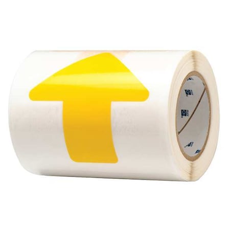 Brady Floor Marking Tape, Polyester, No Legend, Yellow, 2 in W., 8 mil Thickness, 52 PK 104529
