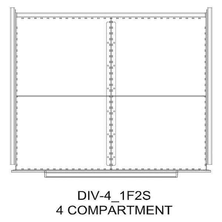 Greene Manufacturing Divider Kit, 4 Comp, 30"Wx21"D, 250 Drawer DIV-4-1F2S-3021 -250