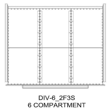 Greene Manufacturing Divider Kit, 6 Comp, 30"Wx24"D, 250 Drawer DIV-6-2F3S-3024 -250