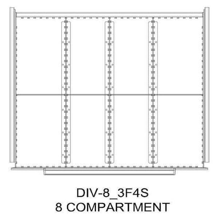 Greene Manufacturing Divider Kit, 8 Comp, 48"Wx21"D, 250 Drawer DIV-8-3F4S-4821 -250