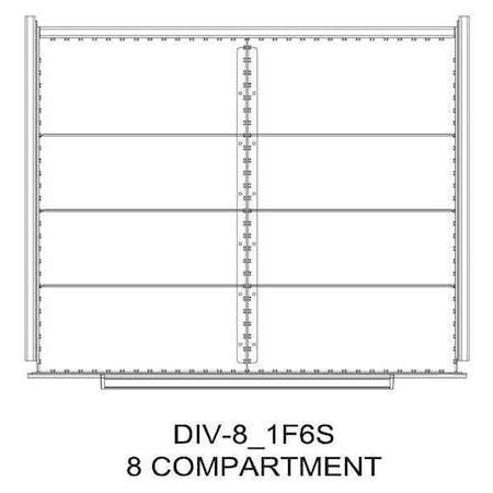 Greene Manufacturing Divider Kit, 8 Comp, 16"Wx21"D, 250 Drawer DIV-8-1F6S-2421 - 250
