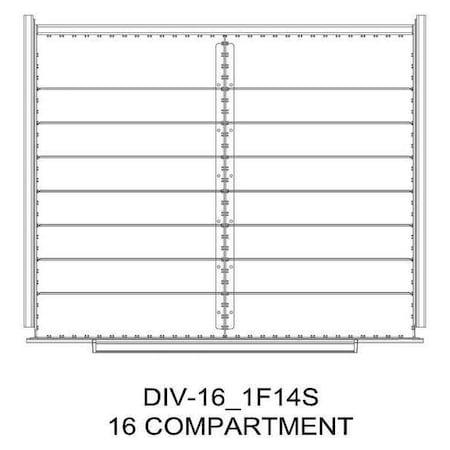 Greene Manufacturing Divider Kit, 16 Comp, 30"Wx28"D, 250 Drawer DIV-16-1F14S-3028-250