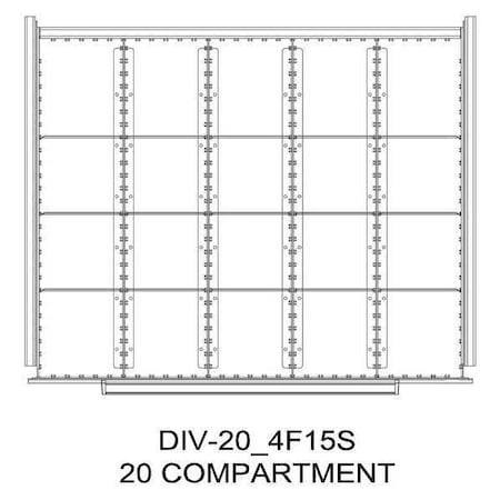 Greene Manufacturing Divider Kit, 20 Comp, 30"Wx28"D, 250 Drawer DIV-20-4F15S-3028-250