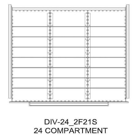 Greene Manufacturing Divider Kit, 24 Comp, 56"Wx21"D, 250 Drawer DIV-24-2F21S-5621-250