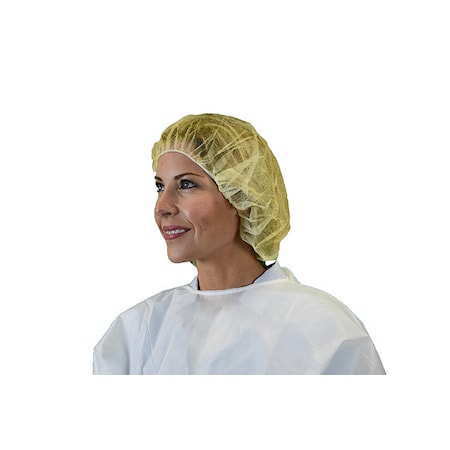 Keystone Safety Bouffant Cap, 24in, Yellow, PP, PK1000, Polypropylene, 24 in Dia., Yellow, L, 1000 PK 110NWI-10-24 YELLOW