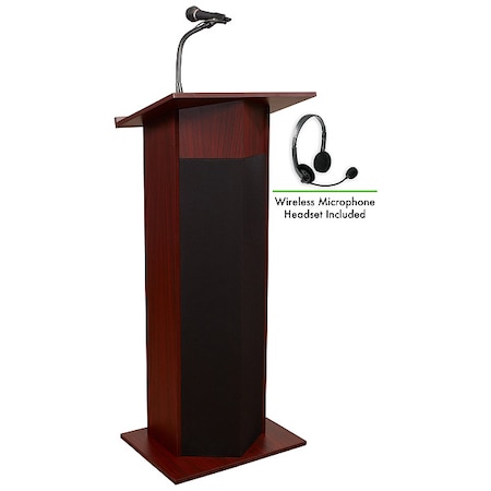 Oklahoma Sound Power Plus Lectern with Wireless Headset Mic, Mahogany 111PLS-MY/LWM-7