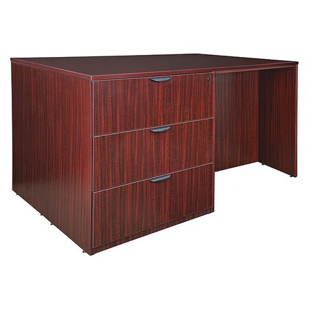 Regency Desk/ 3 Lateral File Quad Legacy Stand Up Desk, Lateral File Quad, 46" D X Mahogany LSSD3LF7246MH