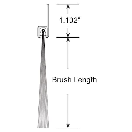 American Garage Door Supply Brush Seal, Nylon, 1-1/8" x 1-1/2", 14 ft. BNS118150-14