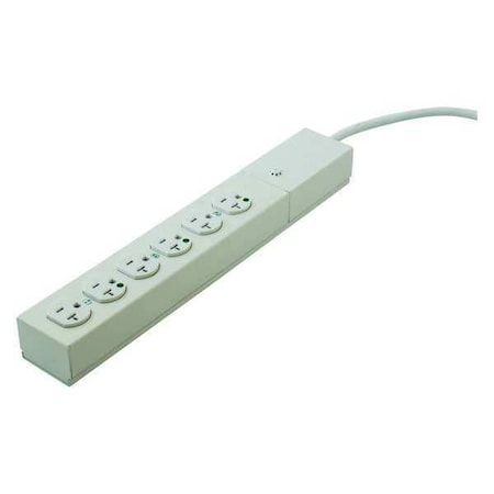 Hubbell Wiring Device-Kellems Power Strip, Surge, Hospital Grade, 6 ft., White HBL6HG620