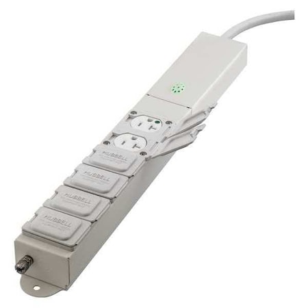 Hubbell Wiring Device-Kellems Power Strip, Surge, Hospital Grade, 6 ft., White HBL6MG620