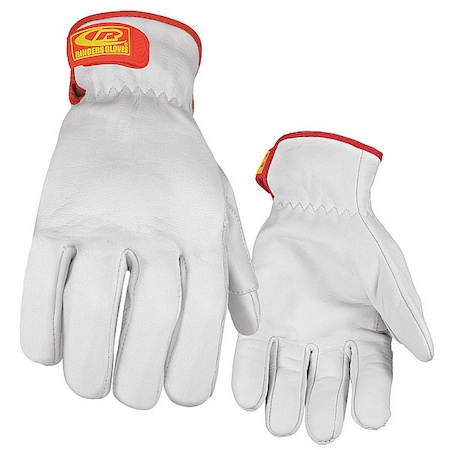 Ringers Gloves Leather Drivers Gloves, Hook-and-Loop Cuff, Keystone Thumb, White, L, 1 PR 664-10