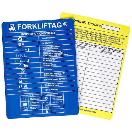 Brady Tag, Forkliftag, Polyester, 5 3/4 in Width, 7 5/8 in Height, Write On Surface: Yes , 100 PK FLT-ETSI 583