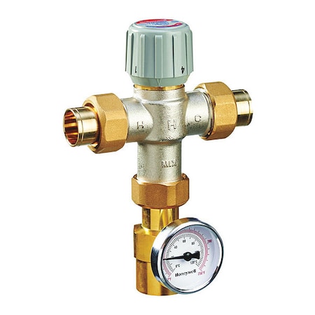 Resideo Braukmann LOW LEAD TMV 70-120F UNION TEMP GAUGE, 1/2" AM100C1070-USTG-LF