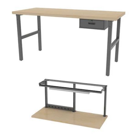 GREENE MANUFACTURING Leveling Feet Workbenches, 72" W, 28-3/4" to 37-1/4" Height BT-306M-2-CFG1