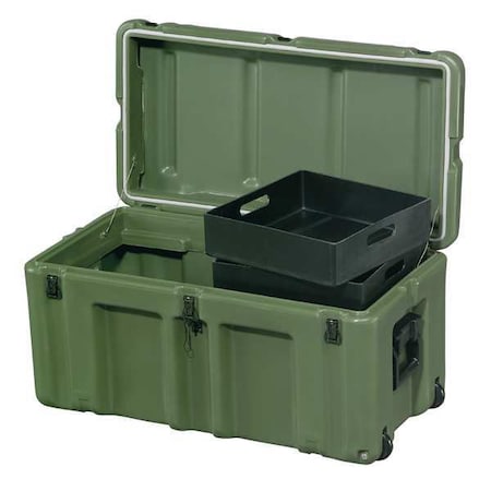 Pelican Stackable Storage Trunk W/ Lid, 26.2 gal, 17 in L x 33 in W x 17 in H, Green, Polyethylene 472-FTLK-LG