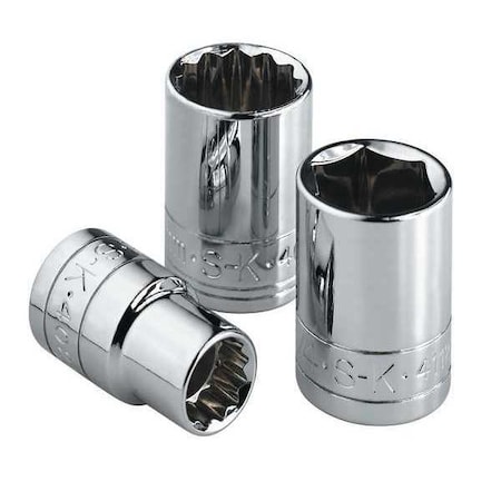 Sk Professional Tools 1/4 in Drive, 8mm Metric, Socket, 12 Points, Steel, Chrome, 8 mm 43707