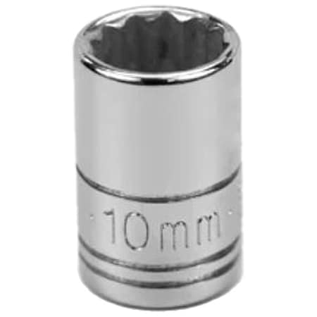 Sk Professional Tools 1/4 in Drive, 10mm Metric Socket, 12 Points, Steel, Chrome, 10 mm 43709
